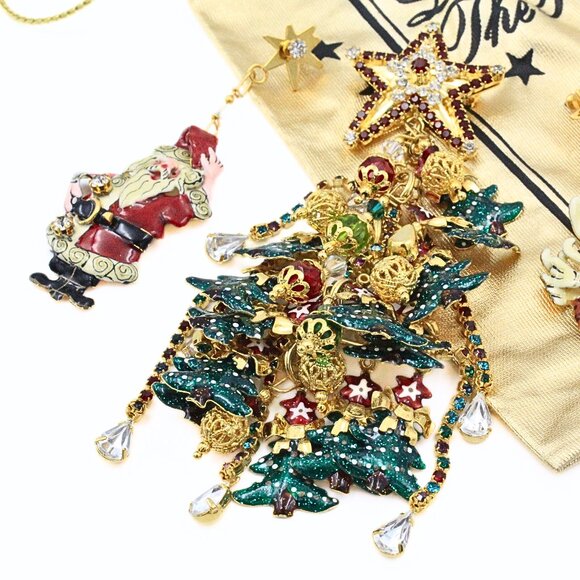 Fun Lunch At Ritz  Enamel Santa Klaus Reindeer Christmas Tree Holiday Set - Picture 2 of 16